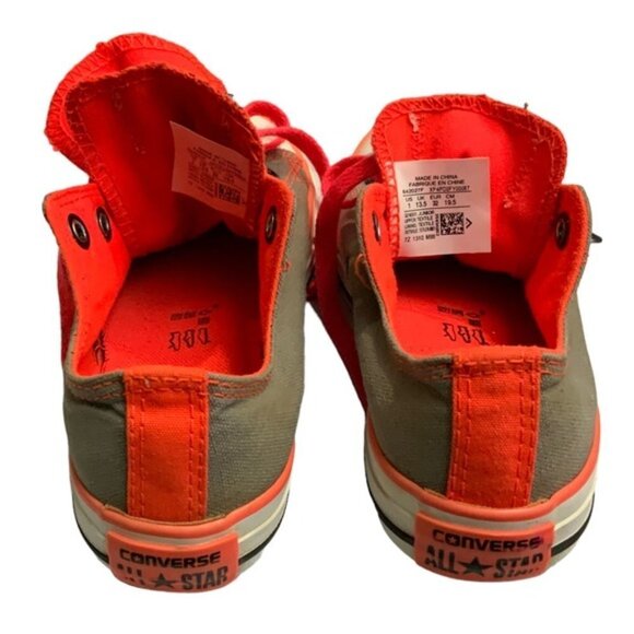 Converse Chuck Taylor Kids All-star Grey Orange Double Tongue Girls Size 1 - Picture 11 of 13